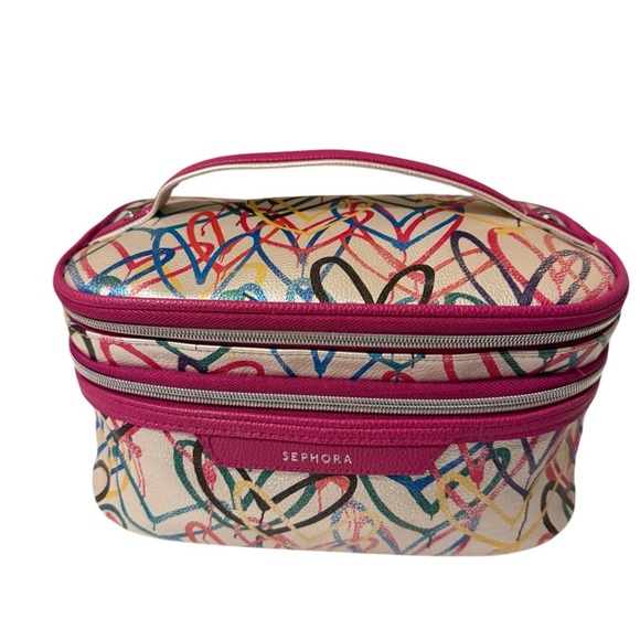 Sephora Multicolor large Cosmetic Bag,double zipper compartment good condition - Picture 9 of 14